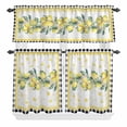 thumbnail image 1 of 3 Piece Kitchen Curtains and Valances Set Yellow Lemon Cafe Curtains 24 Inch Length Summer Botanical Black White Plaid Pastoral Valance & Tier Curtain for Living Room Bedroom Window 54"x18"+27"x24"*2, 1 of 6
