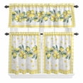thumbnail image 1 of 3 Piece Kitchen Curtains and Valances Set Yellow Lemon Cafe Curtains 24 Inch Length Summer Botanical Plaid Elegant Pastoral Valance & Tier Curtain for Living Room Bedroom Window 54"x18"+27"x24"*2, 1 of 6