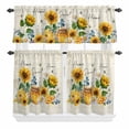 thumbnail image 1 of 3 Piece Kitchen Curtains and Valances Set Yellow Sunflowers Cafe Curtains 24 Inch Length Daisy Bees Elegant Pastoral Floral Valance & Tier Curtain for Living Room Bedroom Window 54"x18"+27"x24"*2, 1 of 6