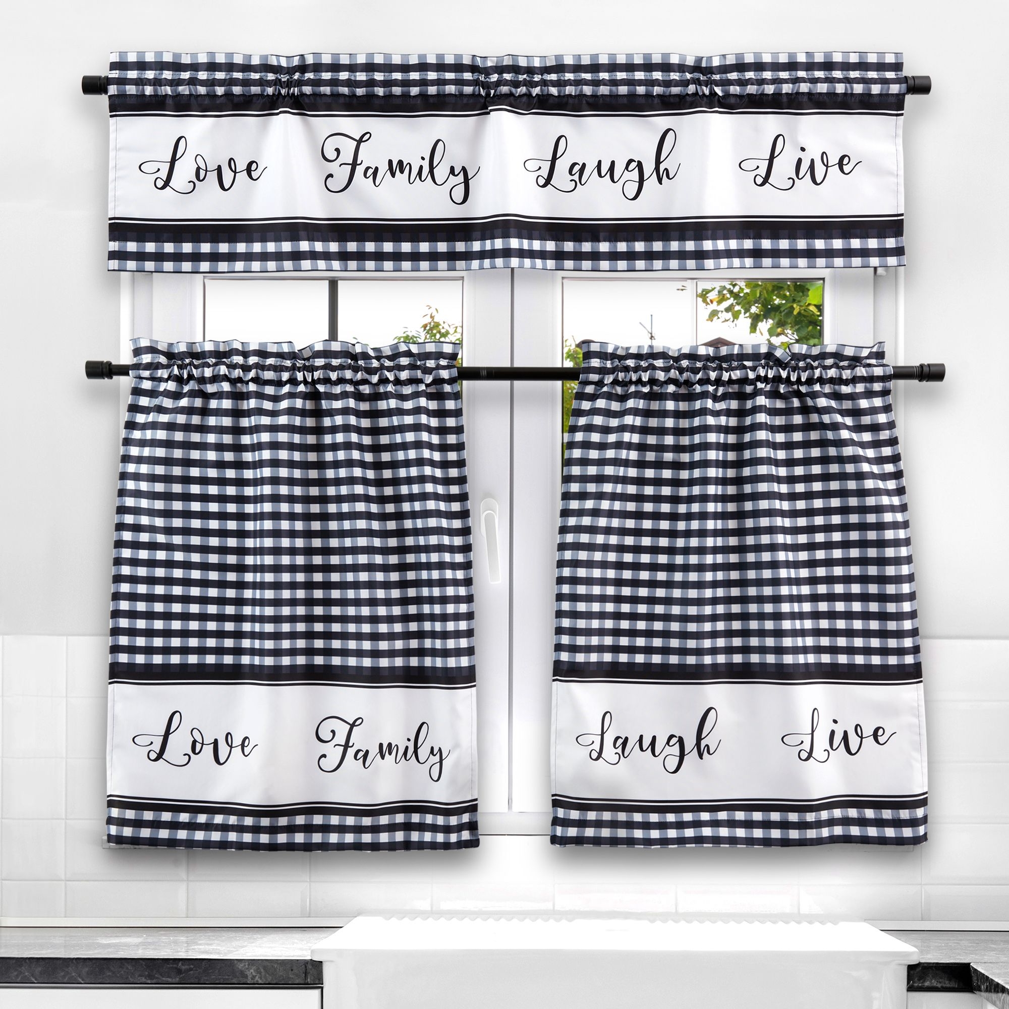 Cottage Kitchen Curtain and Swag Set, Apple Orchard