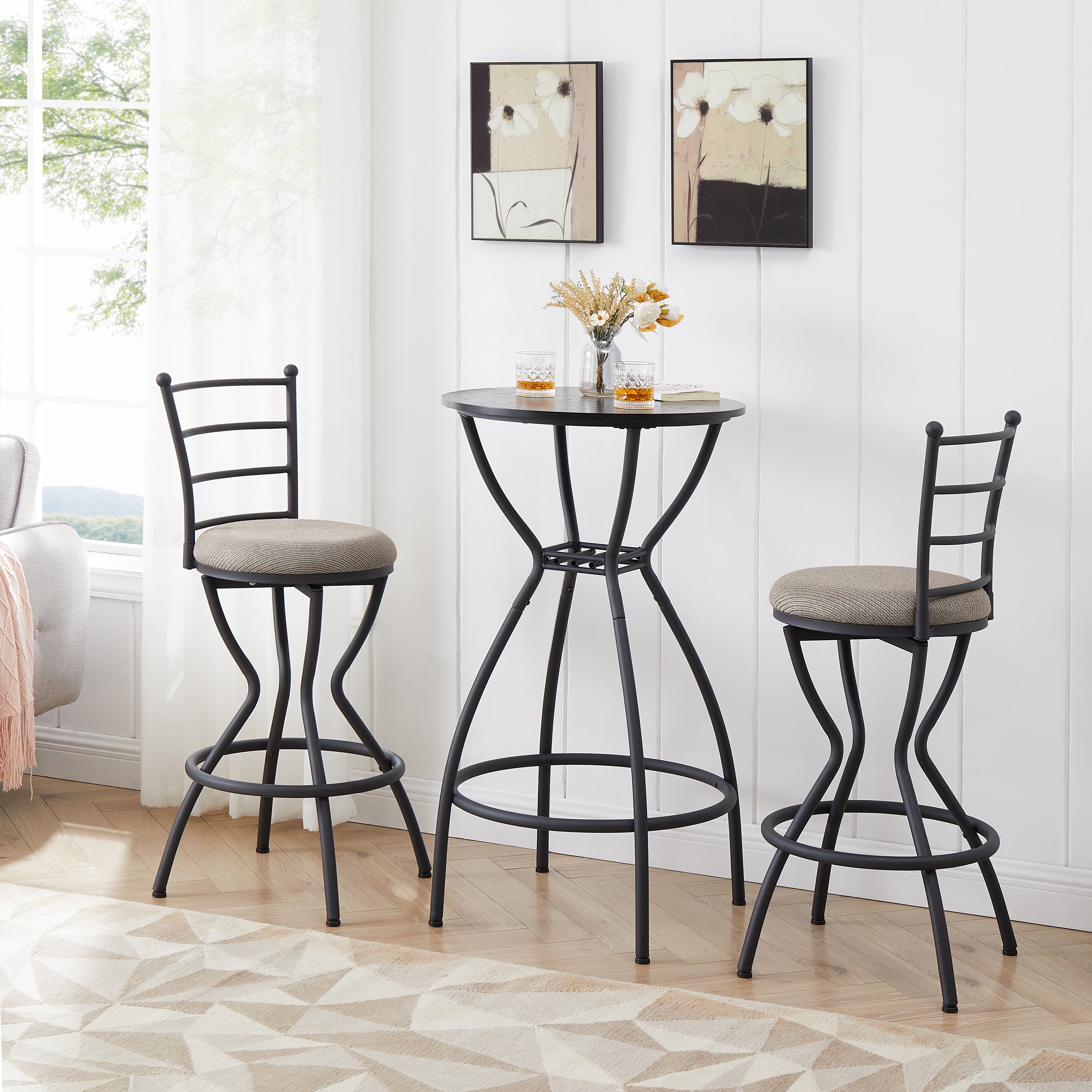 3-Piece Kitchen Dining Room Table Set, Kitchen Bar Table Set for 2 ...