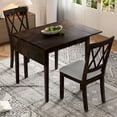 thumbnail image 1 of 3 Piece Kitchen Dining Set, Dining Table with Drop Leaf and 2 Upholstered Chairs,Espresso, 1 of 30