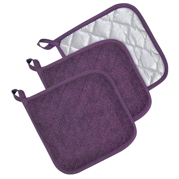 3-Piece Kitchen Heat Insulation Mat Set, Heat-Resistant Insulation Mat, Oven Heat Insulation Mat, Towel Sheet Heat Insulation Mat, Suitable For Cooking And Baking (7 Inches X 7 Inches, Purple)