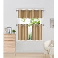 thumbnail image 1 of 3-Piece Kitchen K9 GOLD LINED DRAPES layered Bronze Grommest Bathroom Curtain Set, Two (2) Tier Panels Solid Color Linen + One (1) Matching Swag Valance Included, 1 of 1