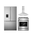 thumbnail image 1 of 3 Piece Kitchen Package with 30" Freestanding Gas Range 30" Wall Mount Range Hood 36" French Door Refrigerator, 1 of 1