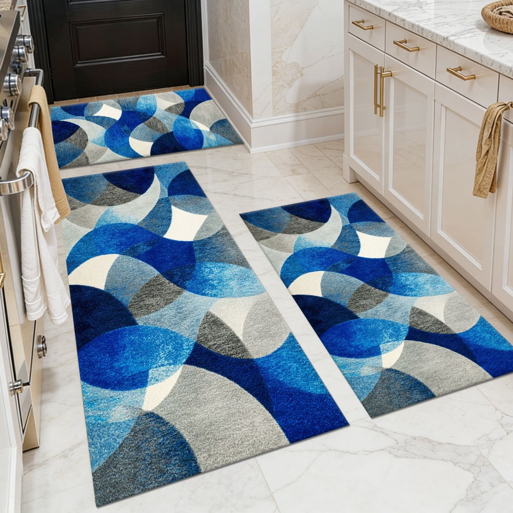 3 Piece Kitchen Rug Set, Abstract Pattern Kitchen Hallway Rug, Soft And Comfortable, Suitable For Sinks, Floors, Entrances, Hallways And Bathrooms