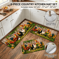 thumbnail image 1 of 3 Piece Kitchen Rug Set, Anti Fatigue Kitchen Mats for Floor, Non Slip Washable Kitchen Rugs and Mats, Vintage Farmhouse Rooster Country Chicken Design, 1 of 9