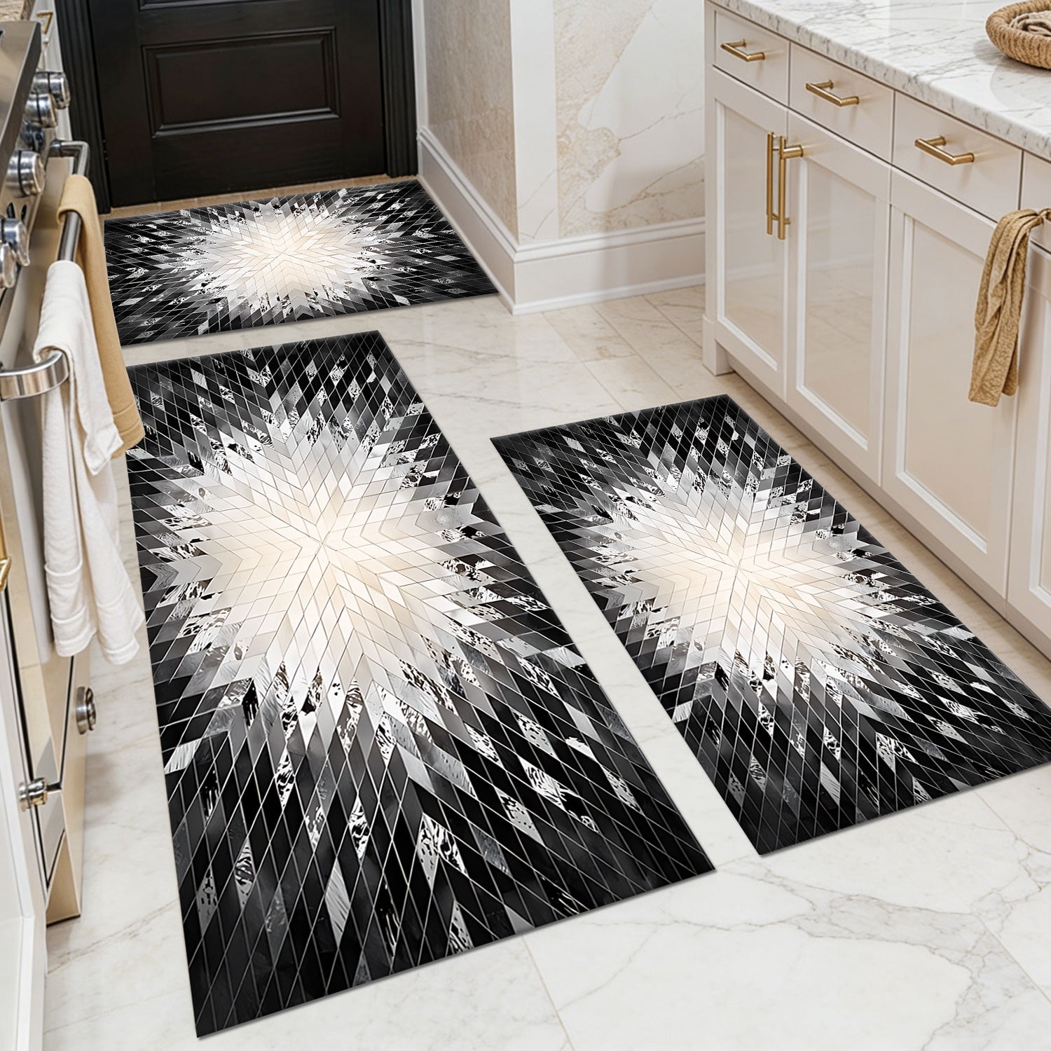 3-Piece Kitchen Rugs Sets, Non-Slip & Washable Floor Mats, Water ...