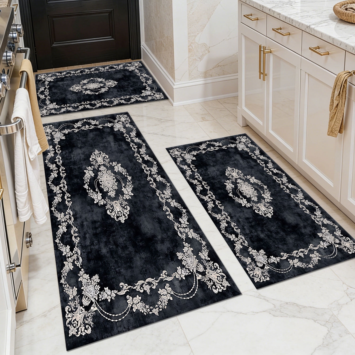 3-Piece Kitchen Rugs Sets, Non-Slip & Washable Floor Mats, Water ...