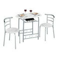 thumbnail image 1 of 3 Piece Kitchen Table Set, Dining Table Sets for 2, Compact Table and Chairs with Steel Frame & Shelf Storage for Bistro, Small Spaces, Apartment, White, 1 of 5