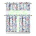 thumbnail image 1 of 3-Piece Kitchen Valance & Tier Curtains - Romantic Butterfly & Flowers, Light Filtering Window Panels, 1 of 5