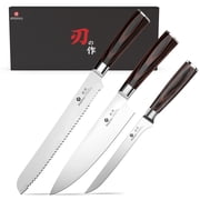 3 Piece Knife Set, Professional Japanese High Carbon Stainless Steel Chef Knife, Ultra Sharp Kitchen Knives Set with Ergonomic Pakkawood Handle