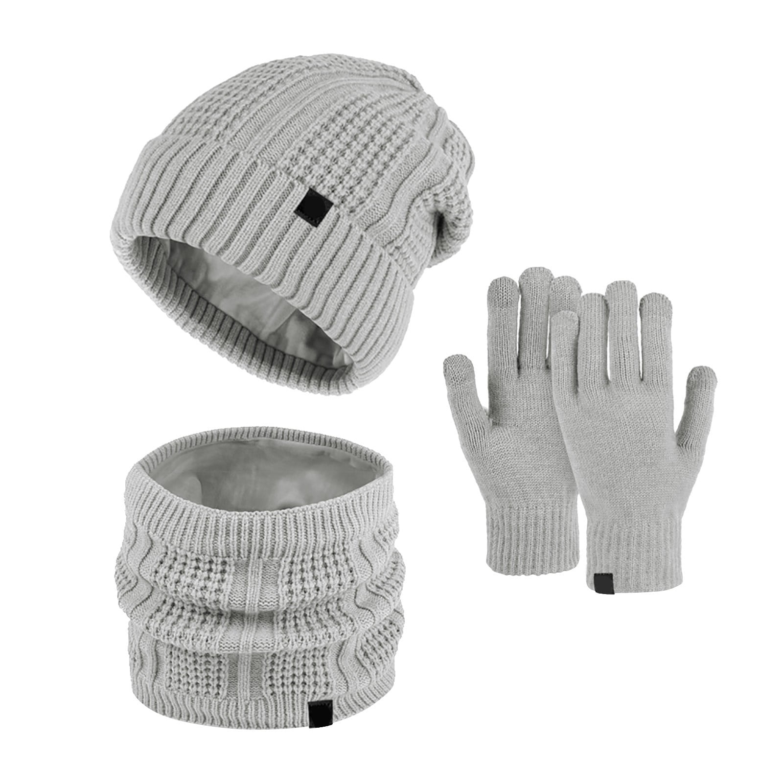 3-Piece Knitted Hat Scarf Gloves Set for Women & Men, Warm Winter ...