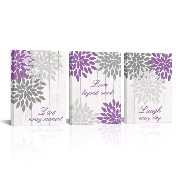 3 Piece Lavender Grey Bathroom Decor Purple Relax Refresh Renew SignCanvas Wall Art Rustic Bath Flower Bedroom Home Artwork