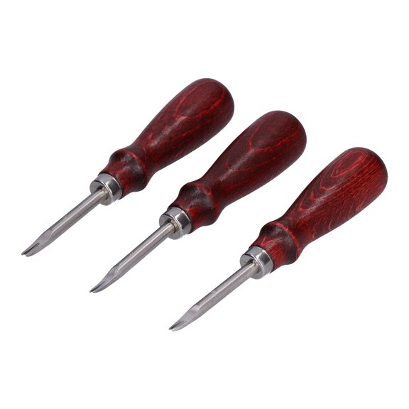 3,Piece Leather Edger Set W/ Wooden Handles, 1mm, 1.2mm 1.4mm For DIY Crafting