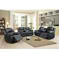 thumbnail image 1 of 3 Piece Leather Mannual Reclining Living Room Set Black, 1 of 5