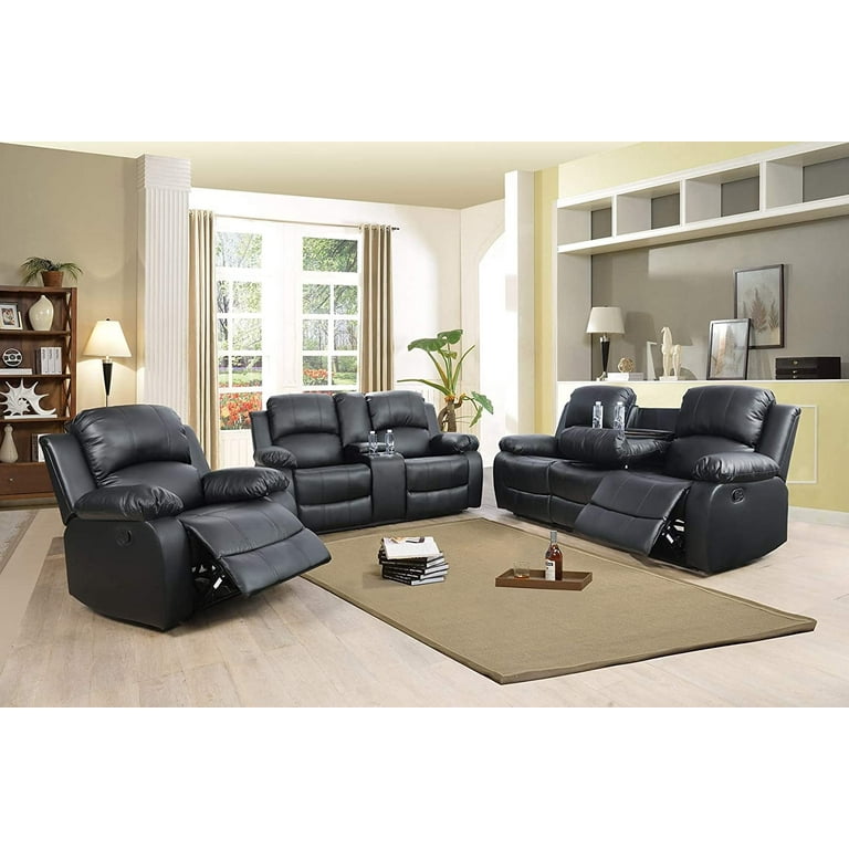 Leather 3 piece suites recliner discount