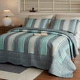 thumbnail image 1 of 3-Piece Lightweight Polyester Modern Striped Quilt Bedspread Set BY224, 1 of 13