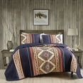 thumbnail image 1 of 3-Piece Lightweight Soft Polyester Southwestern Style Geometric Quilt Bedspread Set, 1 of 6