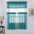 thumbnail image 1 of 3 Piece Linen Look Rod Pocket Top Kitchen Window Curtain Tier Pair and Valance Set 36 Inch Long, Teal, 1 of 4