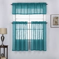 thumbnail image 1 of 3 Piece Linen Semi Sheer Kitchen Window Treatment Curtain Tiers and Valance Set, 1 of 7