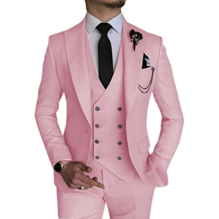 Three Piece Suit Coat Pant For Men Pink Piece Linen Suits For Men