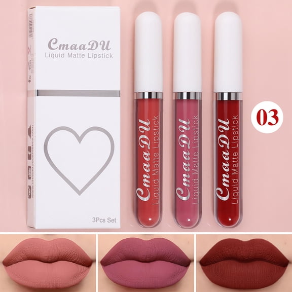 3-Piece Lip GLōss Set In Box - 1 Set, 7.5Ml 18 Color Lip GLōss 3 Box Set Matte Long-Lasting Lipstick, Easter, St. Patrick'S Day, Wedding, Lipstick, Color Lipstick, Polyester Makeup Organizers