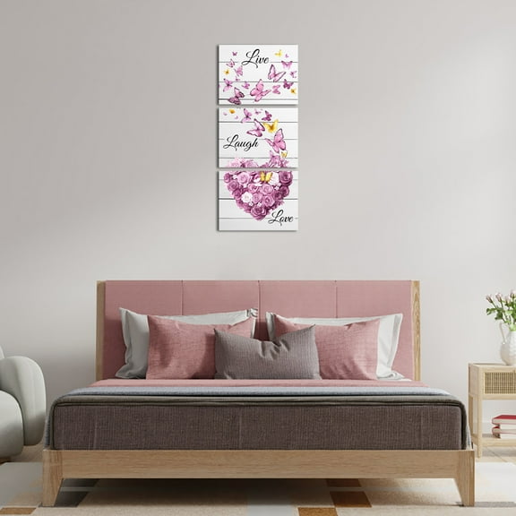 Visual Art Decor Live Laugh Love Wall Decor 12" x 16" Framed Canvas Art Prints, Set of 3