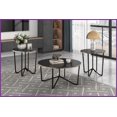thumbnail image 1 of 3-Piece Living Room Coffee & End Table Set: Round Black Tempered Glass Top, Metal Frame, Easy-Clean Modern Style, 1 of 6