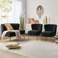 thumbnail image 1 of 3 Piece Living Room Sofa Set with Upholstered Loveseat Couch Armless Accent Chairs Black, 1 of 9