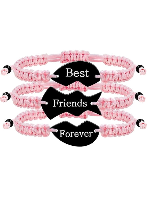 3 Piece Love Heart Puzzle Adjustable Stainless Steel Handwoven Bracelets Set for Women Sisters Best Friends