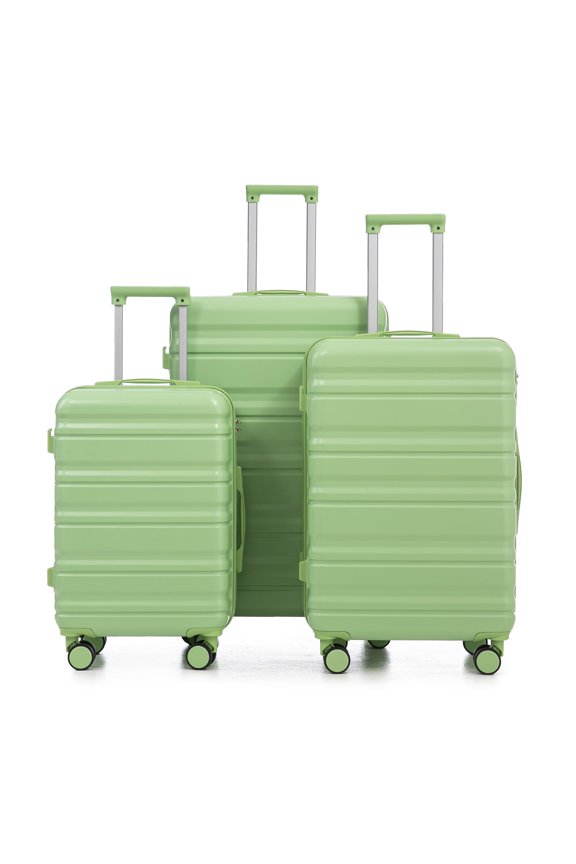 3-Piece Luggage Set (20"/24"/28"), ABS Hard Shell Spinner Luggage with Combination Lock, Carry-On Compatible, Coordinated Color, Green