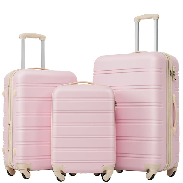 3 Piece Luggage Set 20 24 28 Hardside Suitcase with TSA Lock Spinner Wheels Expandable Lightweight Case Luggage Light Pink Walmart Business Supplies