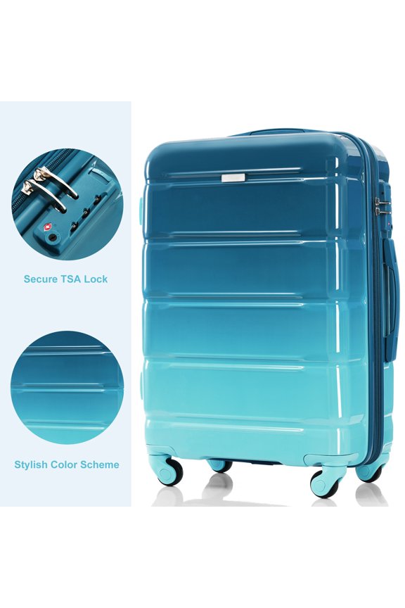 3-Piece Luggage Set - 28in Checked Suitcase with TSA Lock, Travel Duffel Bag, Wet-Dry Toiletry Bag, Blue