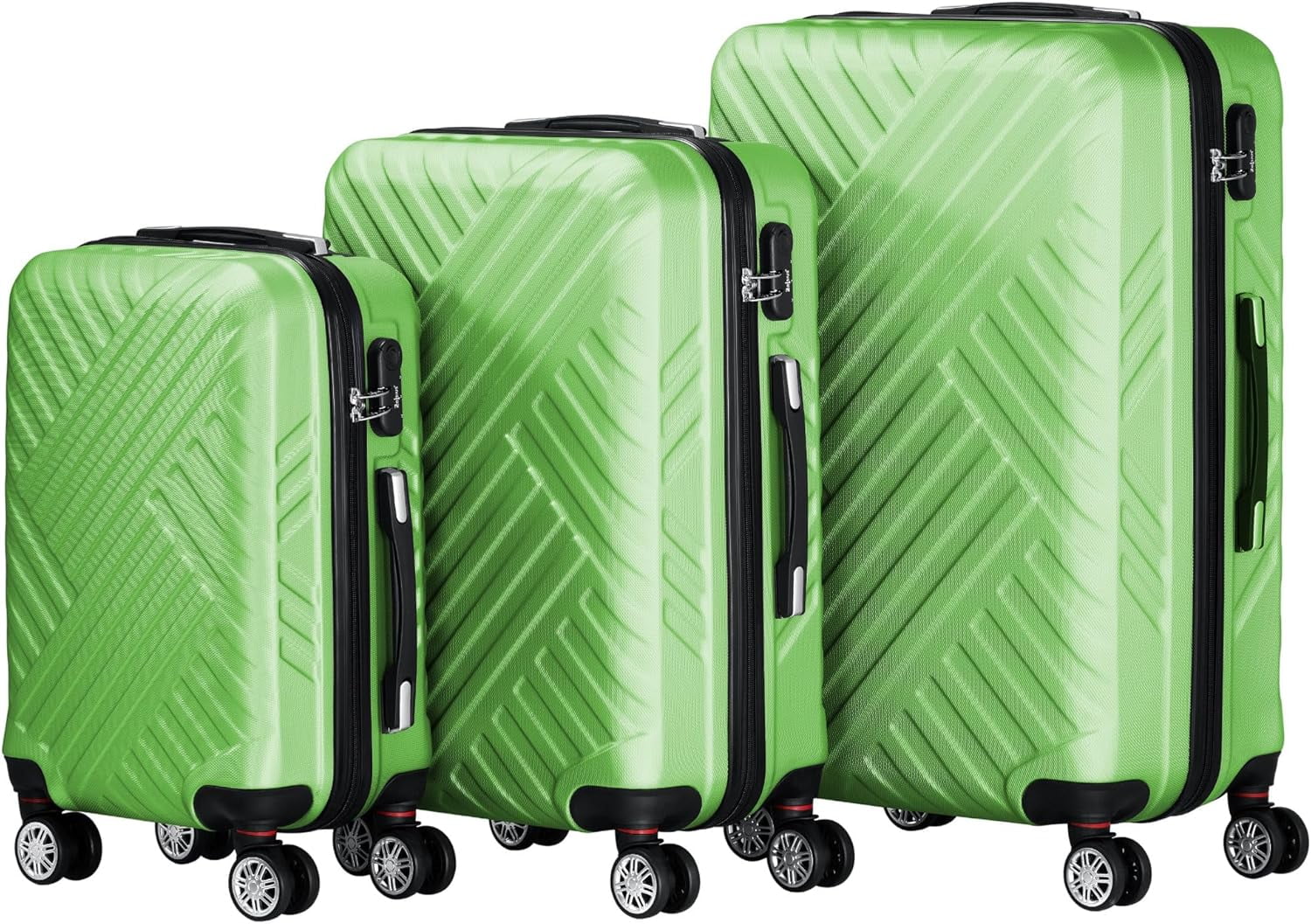 Suitcase Inner 3 Piece Luggage Set, ABS Hard Shell Suitcase Set with Combination Lock ...
