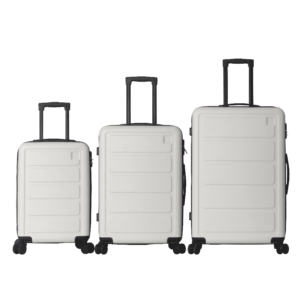 3 Piece Luggage Set, ABS Hardshell Suitcase Set with Spinner Wheels, Lightweight Durable Travel Luggage, 20 24 28 Inch Carry On & Checked Suitcases with Telescopic Handle and Lock (White)