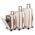 thumbnail image 1 of New York Xpress 3 Piece Hardside Luggage Set Expandable Front Opening Suitcase with TSA Lock, 20/24/28in, Beige, Cy2431, 1 of 10