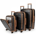 thumbnail image 1 of New York Xpress 3 Piece Hardside Luggage Set Expandable Front Opening Suitcase with TSA Lock, 20/24/28in, Black, Cy2431, 1 of 10