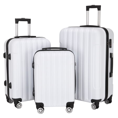 3 Piece Luggage Set Hardshell Lightweight Suitcase with TSA Lock Spinner Wheels 20in24in28in.(White),75871964