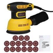 5-Inch Random Orbital Sander with 15Pcs Sandpapers, 12000RPM 6 Variable Speed Sanders for Wood, High Performance Dust Collection System for Woodworking, 2.5A, Dust Collection Bag Include