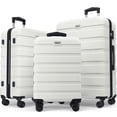 thumbnail image 1 of Luggage Set 3 Piece,PC ABS Lightweight Hardside Suitcases with TSA Lock,Carry on luggage with Wheels,White, 1 of 9