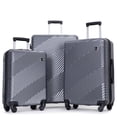 thumbnail image 1 of 3 Piece Luggage Set Lightweight Spinner Suitcases with 2 Hooks, PC ABS Carry-On & Checked Luggage, 20/24/28 Inch Gray, 1 of 9