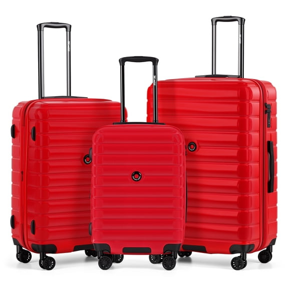 New York Xpress 3 Piece Luggage Set Expandable Hardside Spinner Suitcase Set with Carry on & Checked Luggage, 20/25/29 inch, Red, La13601