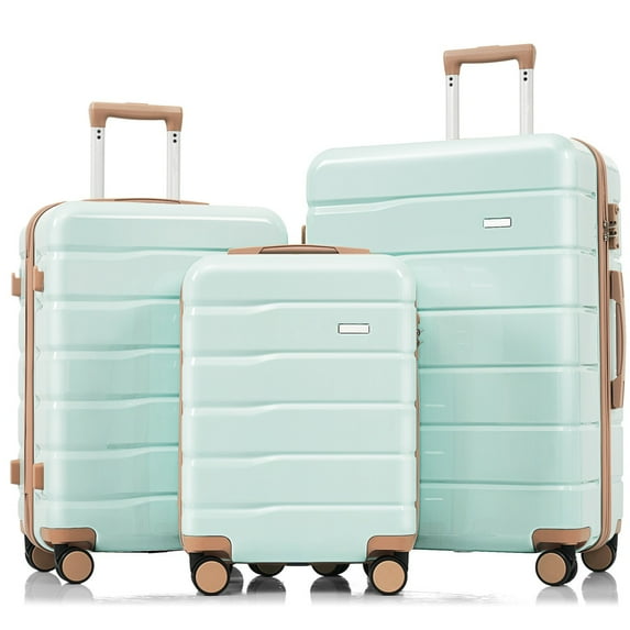 3 Piece Luggage Set, Premium Suitcase Set 20/24/28 inches Luggages, Hardshell Luggage Sets with TSA Lock 360° Spinner Wheels, Blue+Gold