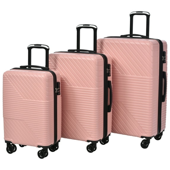 3 Piece Luggage Set, Travel Suitcase with Double Spinner 8 Wheels and TSA Lock, 20" 24" 28" 3 Sizes Silent Running Lightweight Hardshell Suitcase