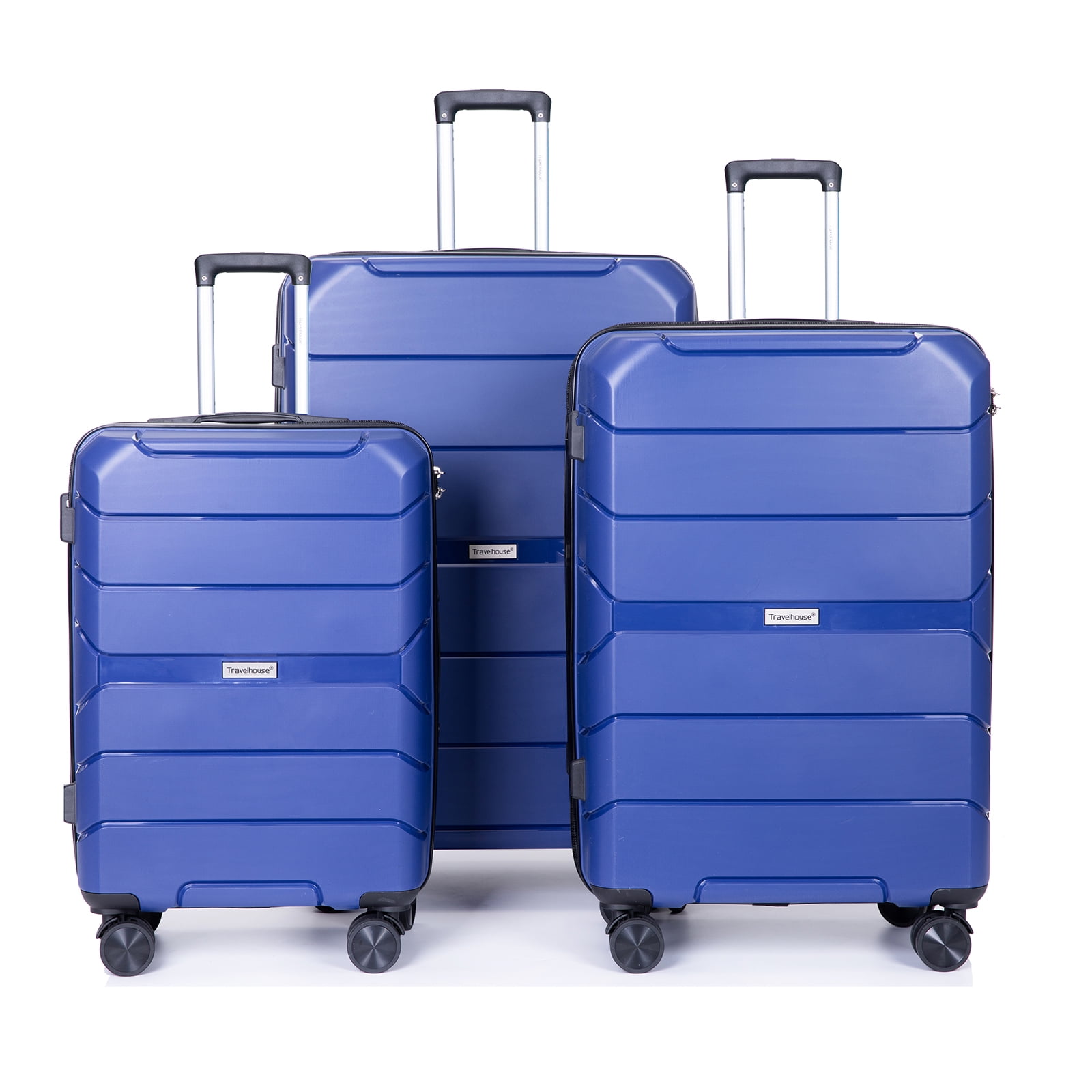 3 Piece Luggage Sets, Travelhouse Hard Shell Suitcase Set with TSA Lock,  Multi-Size Hardside Luggage with Spinner Wheels for Travel Trips Business,  Black（20/24/28） 