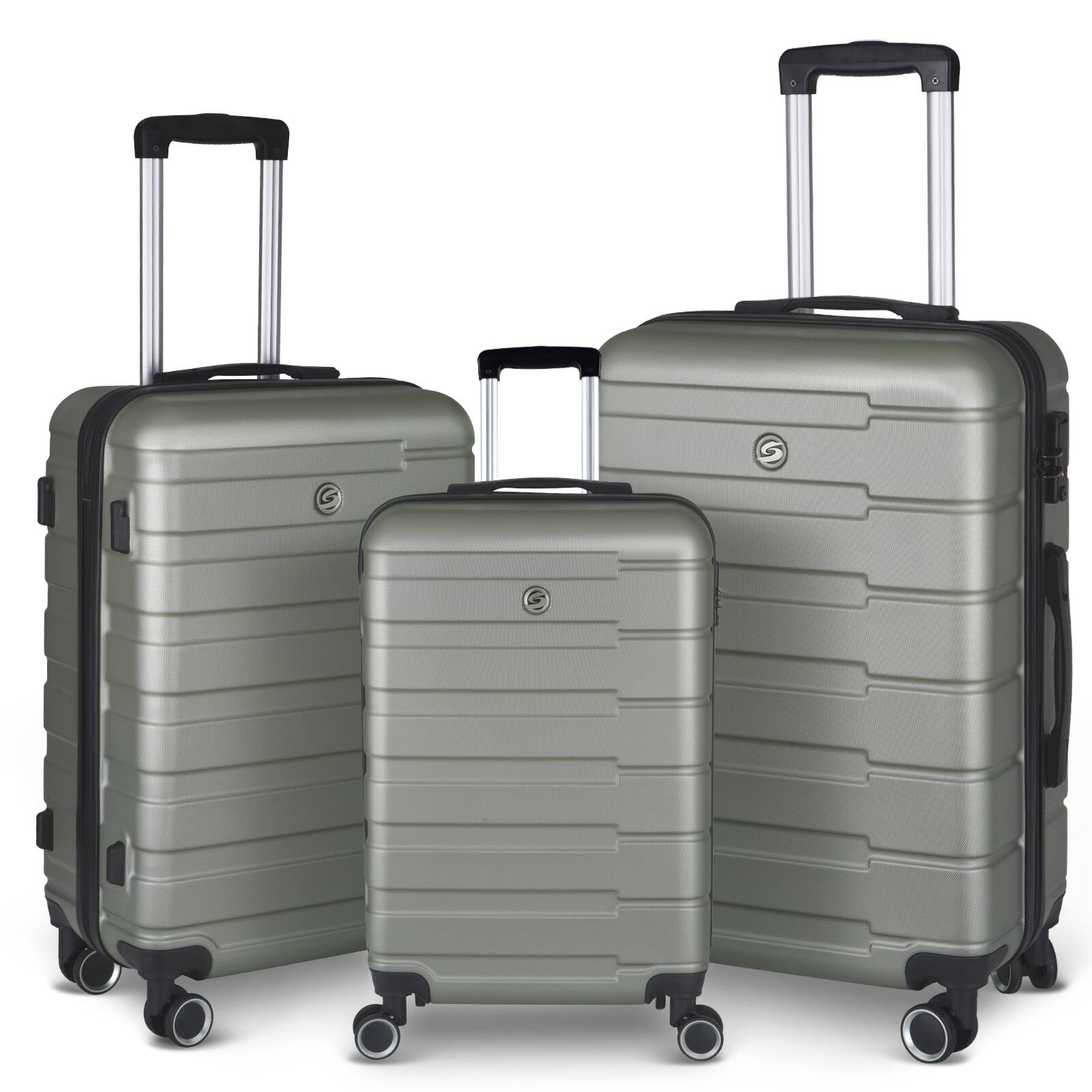 3Piece Luggage Set w/ Spinner Wheels & TSA Lock Cement Grey