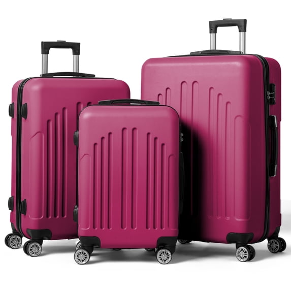 3-Piece Luggage Sets (20", 24", 28"), ABS Lightweight Carry on Suitcase Set with Spinner Wheels & Lock for Travel, Business