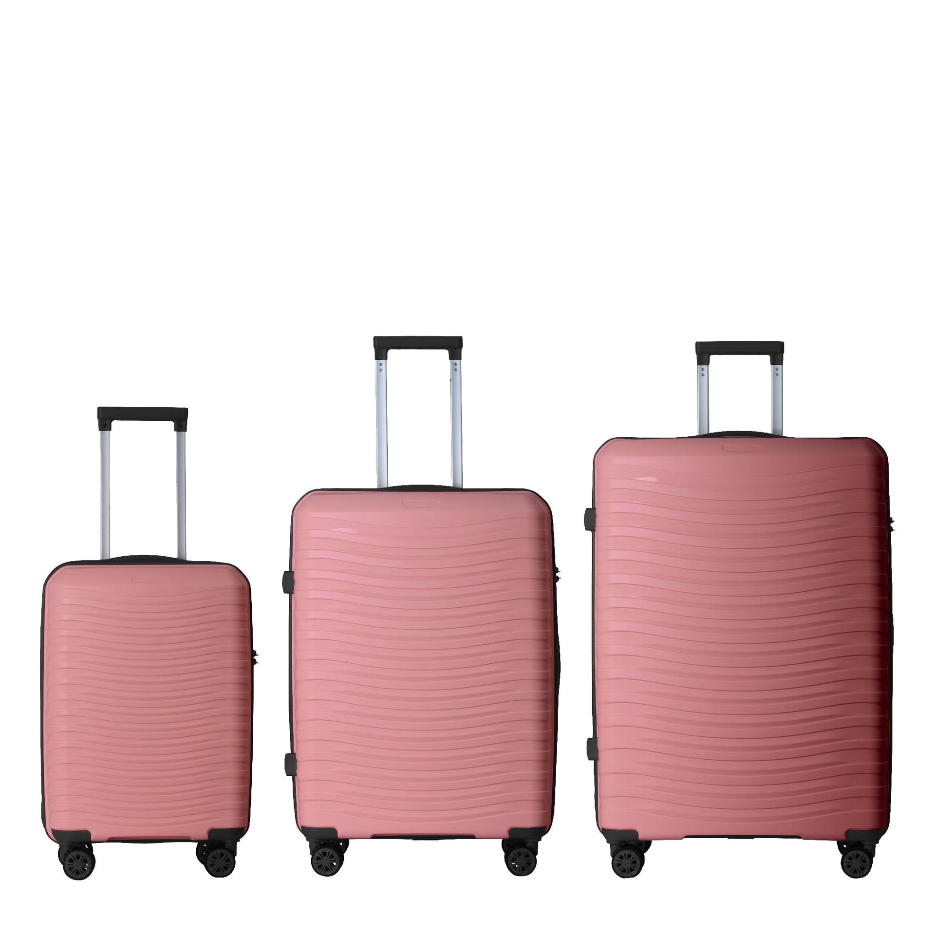 3-Piece Luggage Sets (20''/24"/28"), Scratch-Resistant Hardside PP Suitcase with 3-Digit TSA Lock
