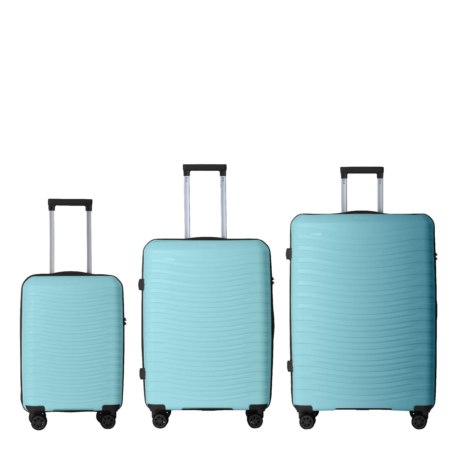 3-Piece Luggage Sets (20''/24"/28"), Scratch-Resistant Hardside PP Suitcase with 3-Digit TSA Lock
